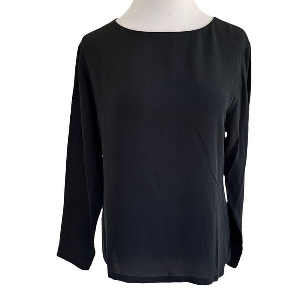 TAHARI black Silk Ling Sleeve Blouse 2 - Picture 1 of 7